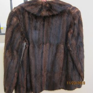 Vintage fur coat with leather trim